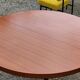 Vintage round table in blond mahogany by Gérard Guermonprez Editor Magnani, metal base