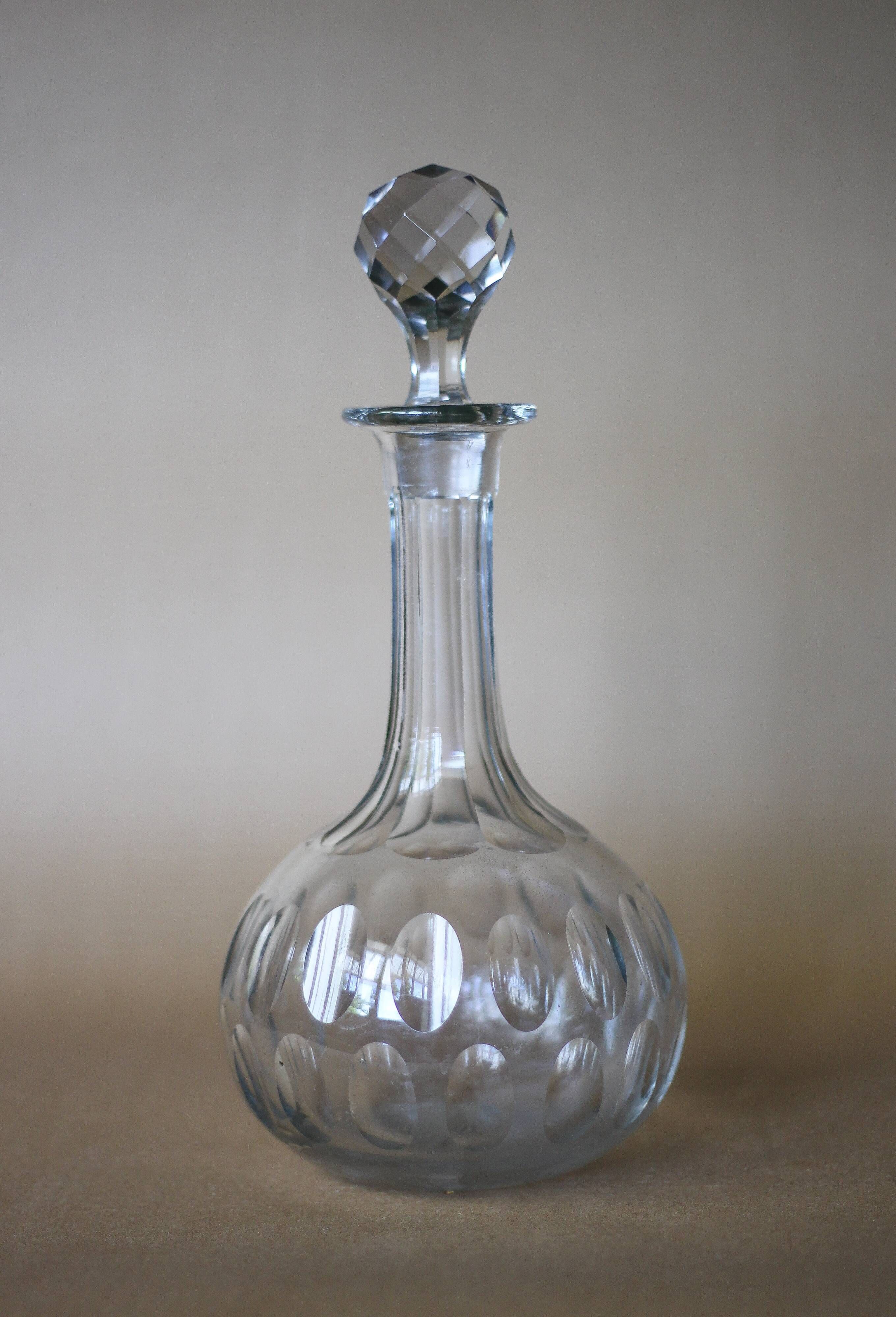 vintage carafe, crystal wine carafe, decanter, bar