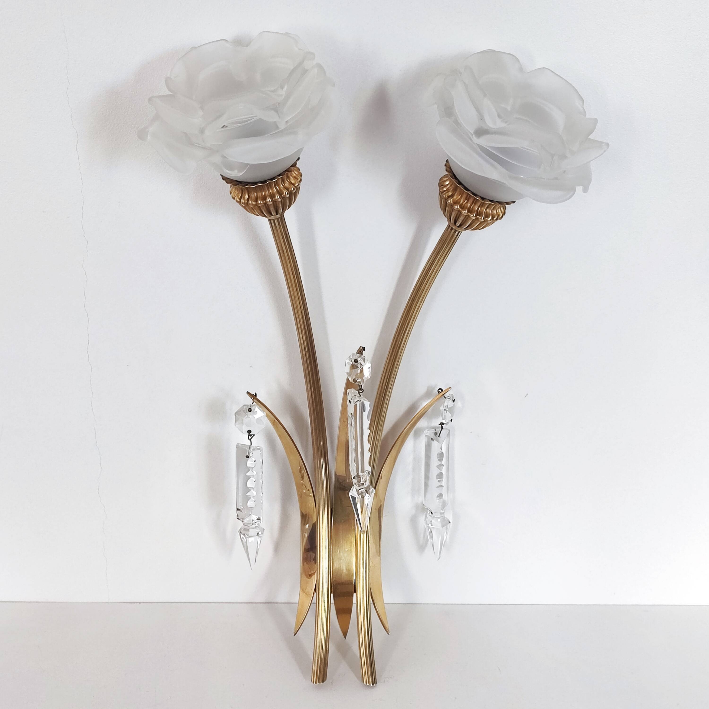 Double brass wall light