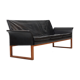 Danish Teak and Black Leather Sofa c.1960
