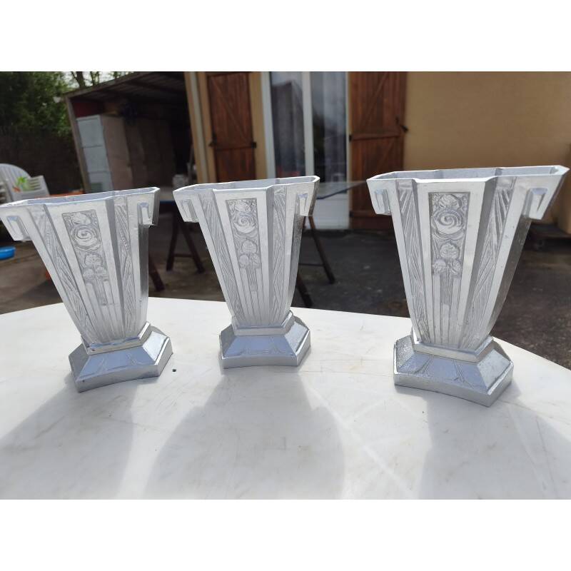 Set of aluminium vases from the 1930s.