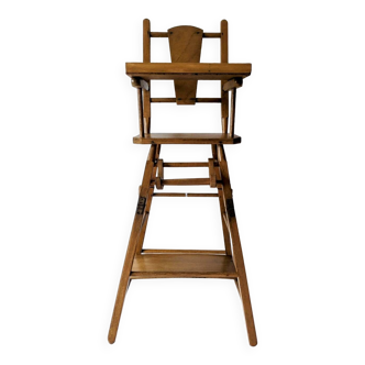 Chaise haute en bois vintage pour poupées
