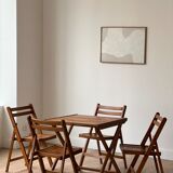 Teak table and its 4 vintage folding chairs