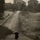 Photograph black and white silver print circa 1970 chemin de l'église