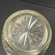 Blown crystal decanter, cut and silver collar