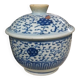 Antique blue and white porcelain pot from china, qing dynasty, 19th century