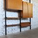 1950s mid-century wall unit teak and iron folding desk & cabinet module