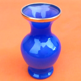 1960s baluster vase blue opaline collar with gilding foot douch
