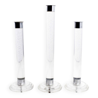 Set de 3 bougeoirs en plexiglas