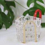 Trio of crystal ashtrays on its support, 1950, translucent, vintage