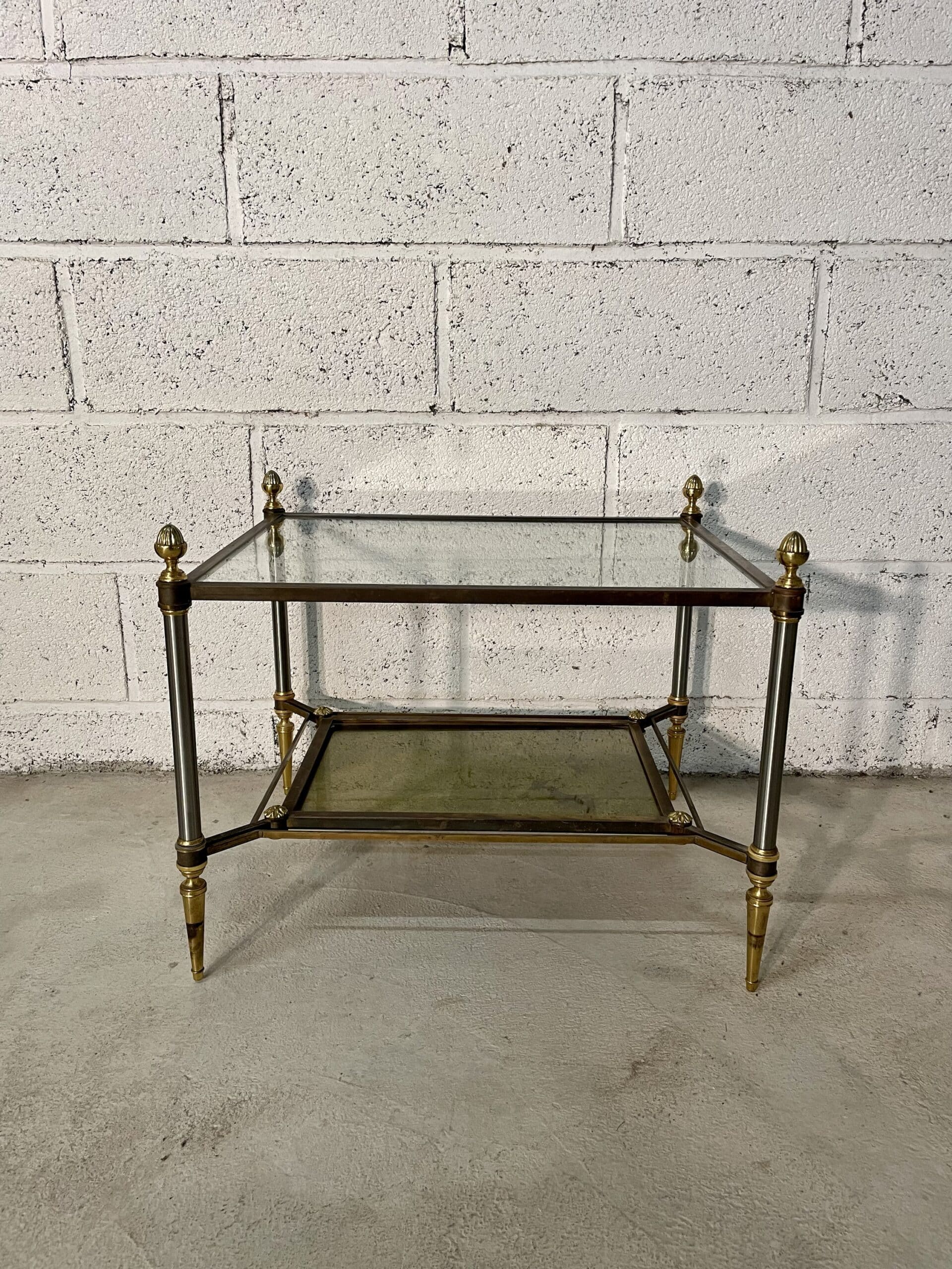 Brass, steel and patinated brass sofa end 1960