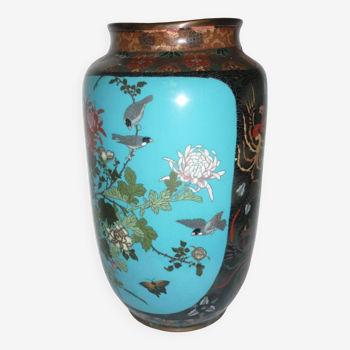 Old Chinese vase in cloisonné enamels 33 cm