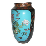 Vase chinois ancien en émaux cloisonnés 33 cm