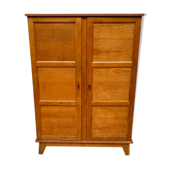 Modernist wardrobe René Gabriel in oak feet compass years 1950