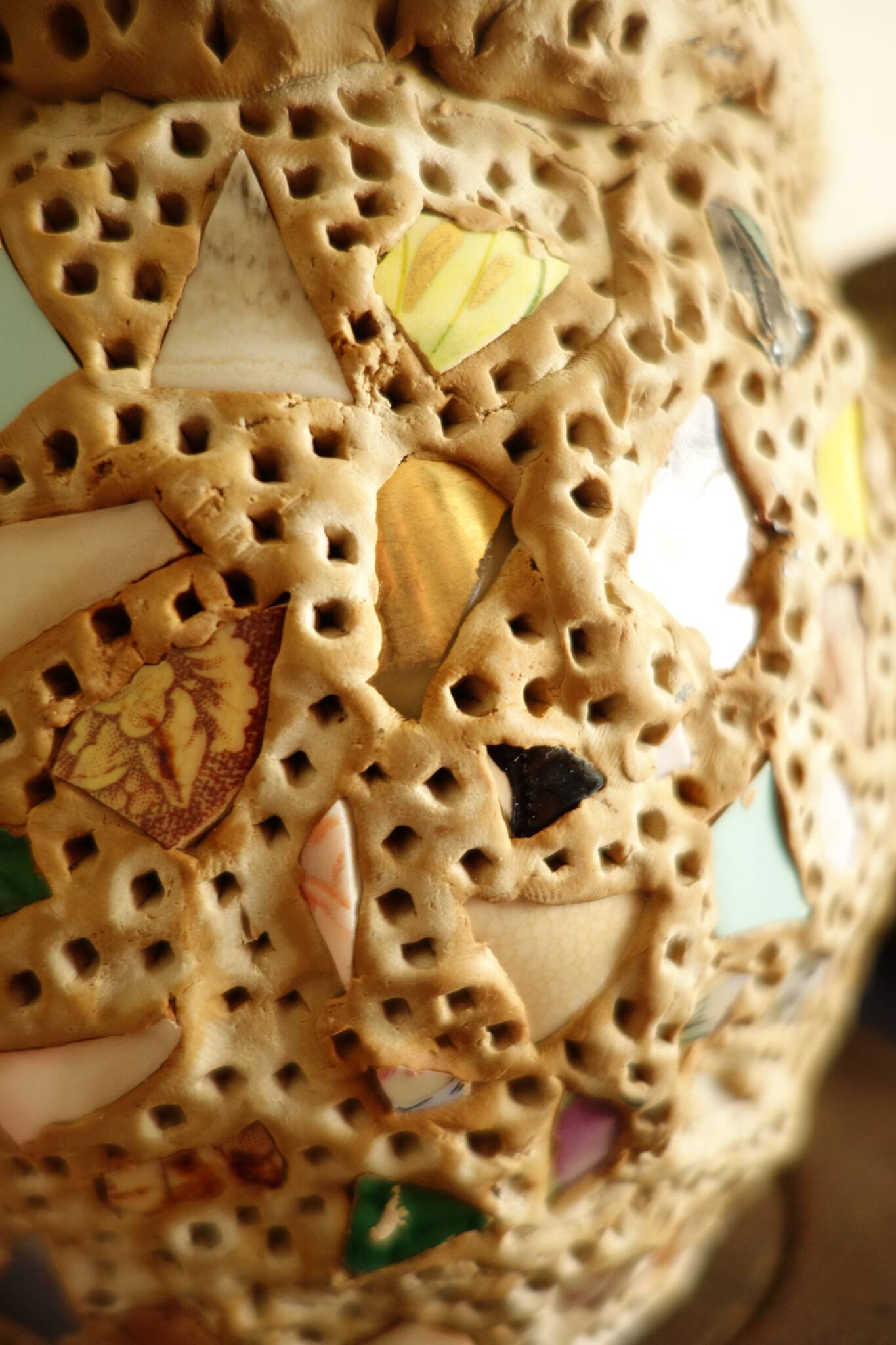 French Folk Art Mosaic Vase Pique Assiette