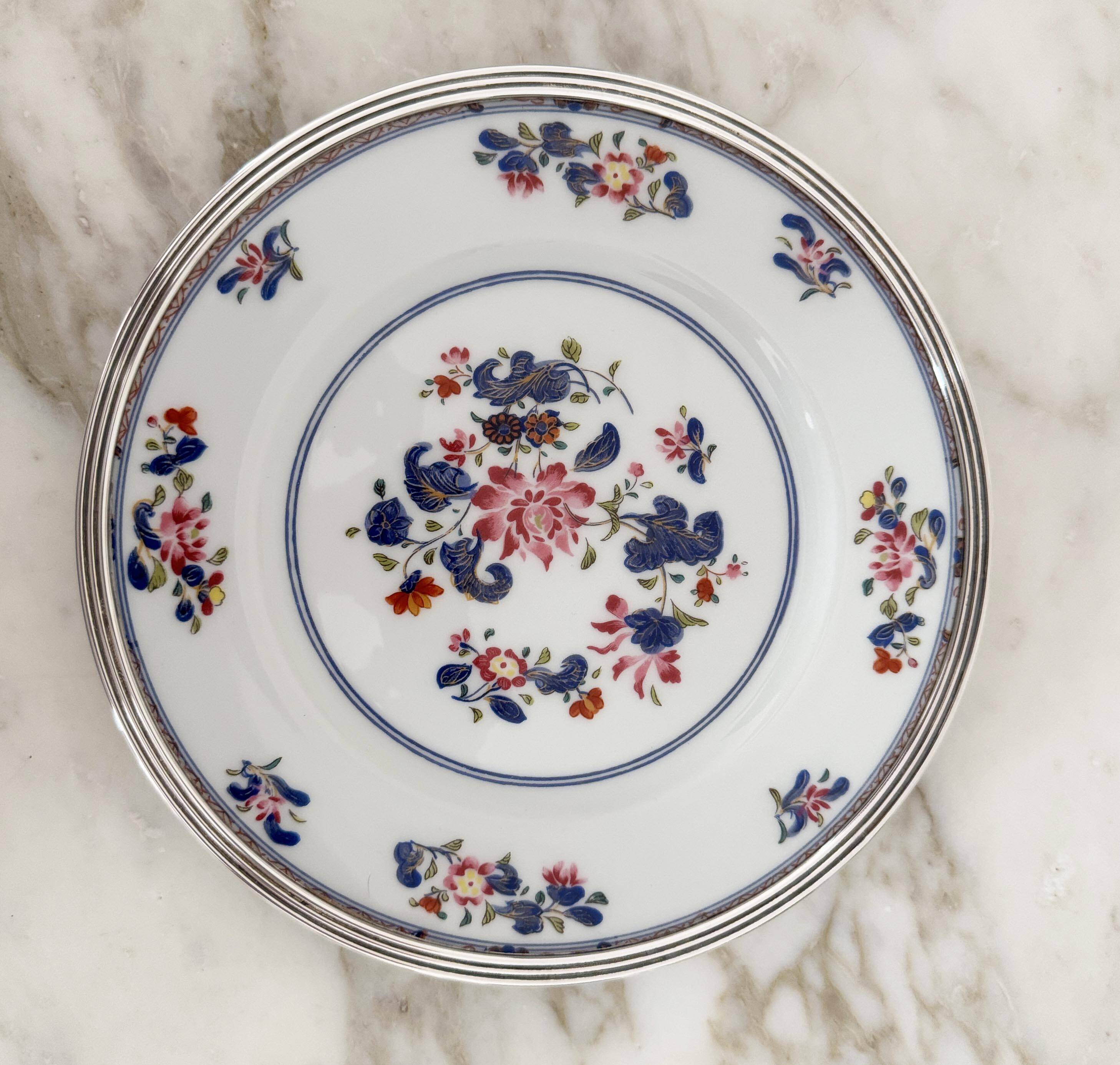 Puiforcat & Raynaud Limoges dessert plate, Chen Yang decoration, 18th century China