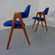 Set of Compass Chairs in Teak and Kvadrat Hallingdal 65 by Kai Kristiansen for Schou Andersen, 1960s