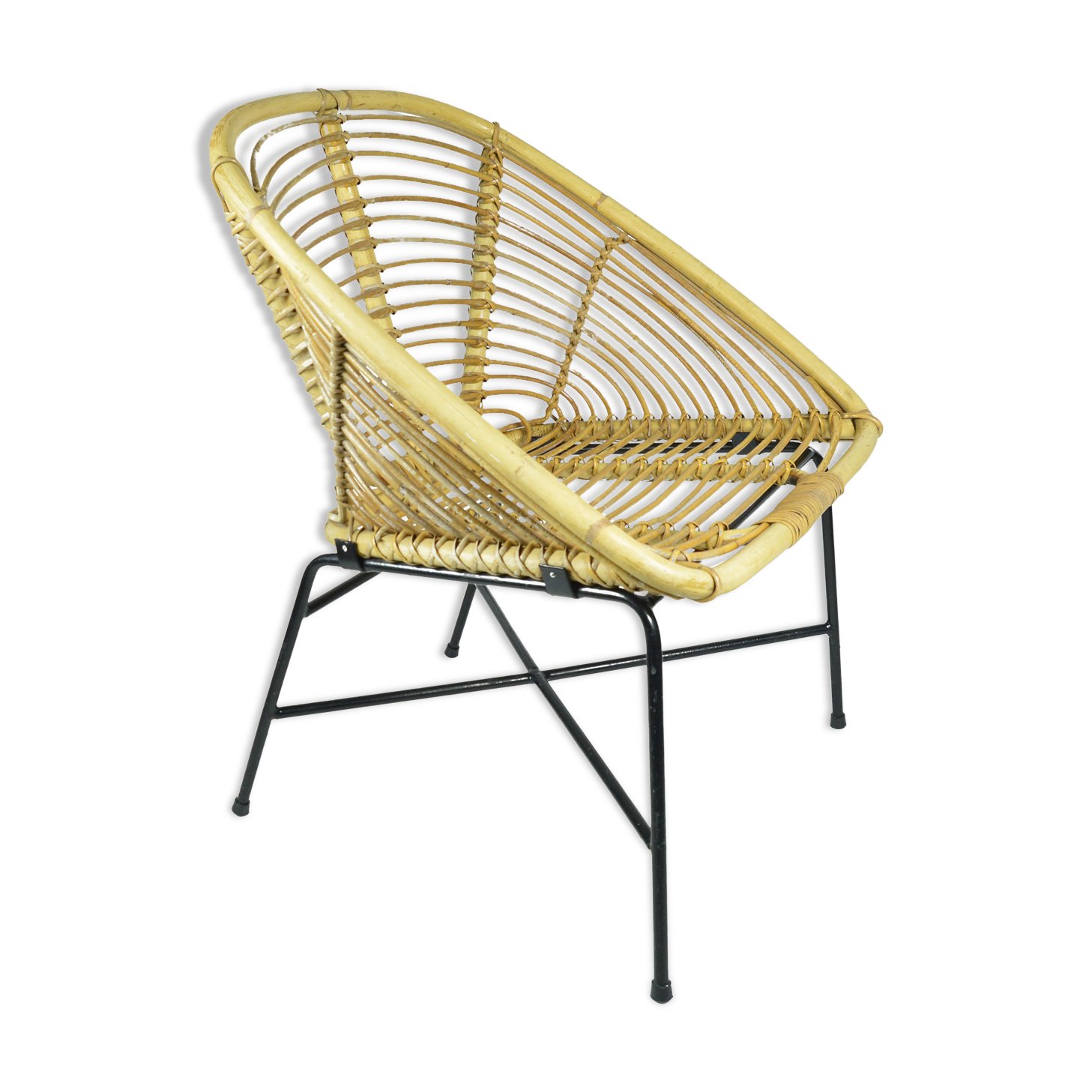 1960s Scandinavian modern rattan bucket armchair, Denmark