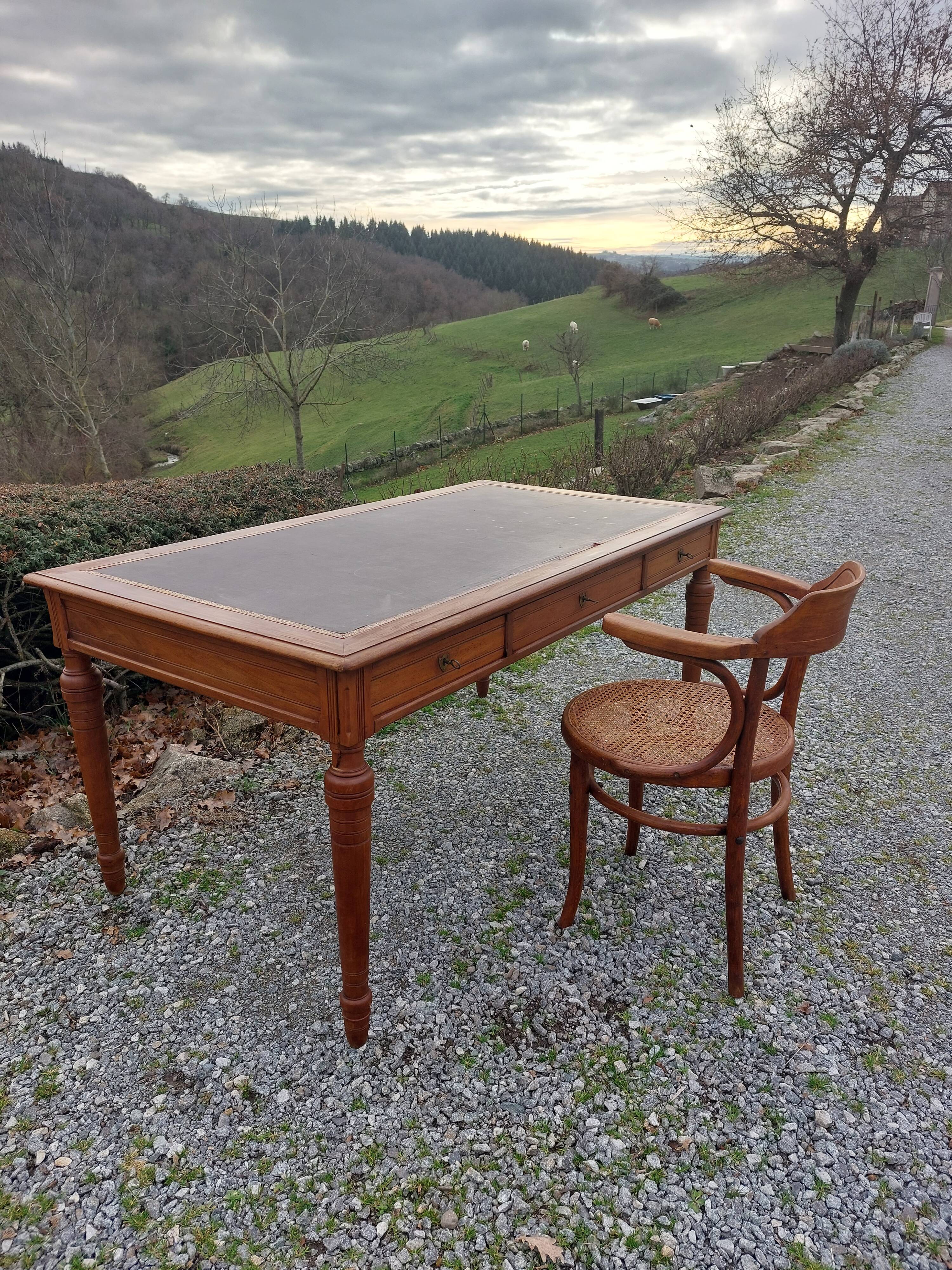 desk, leather top