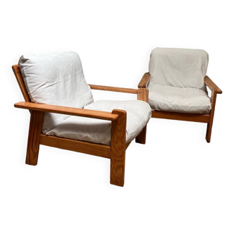 Pine armchairs from the 80s