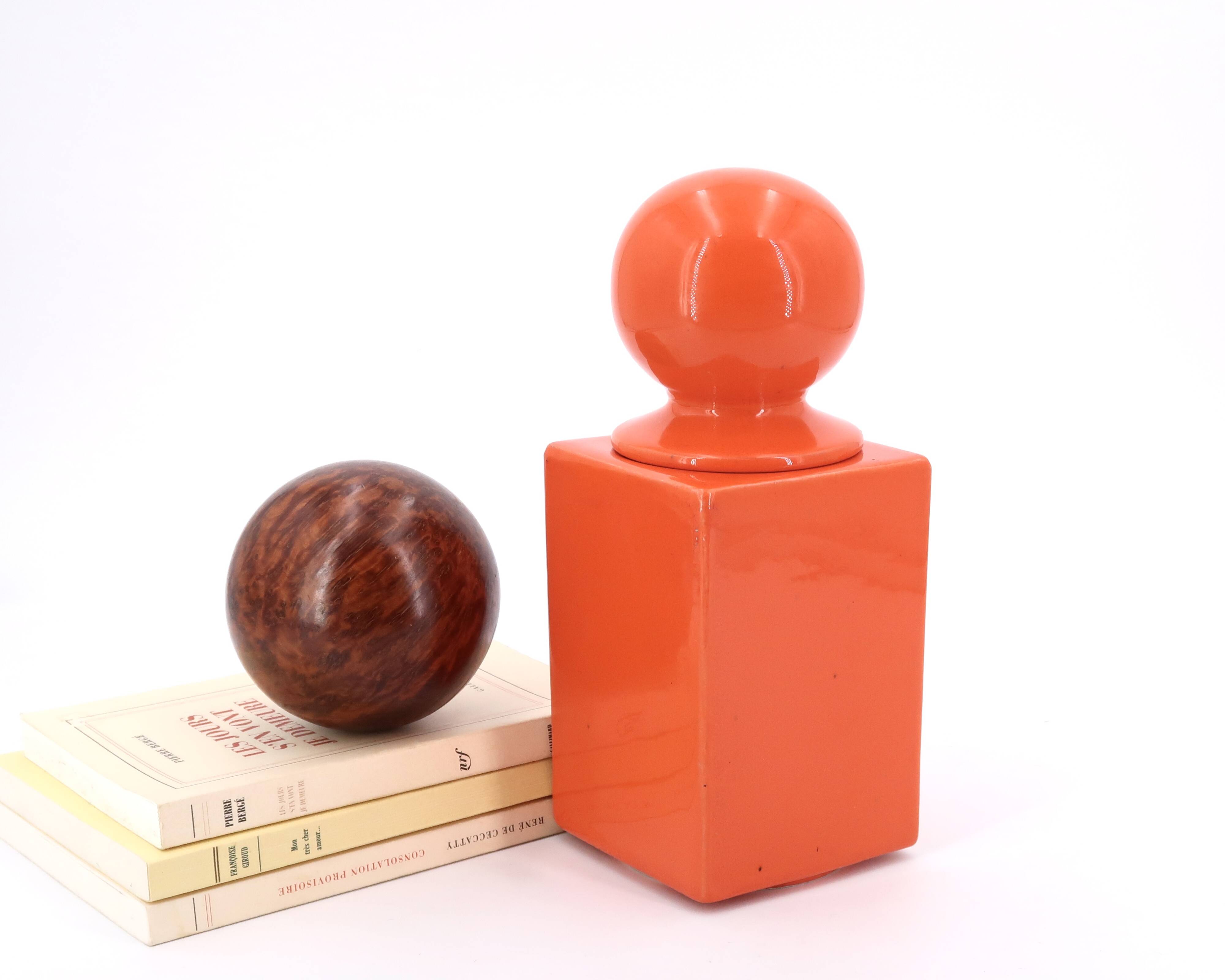 Orange ceramic box by Pino Spagnolo for Sicart Italy