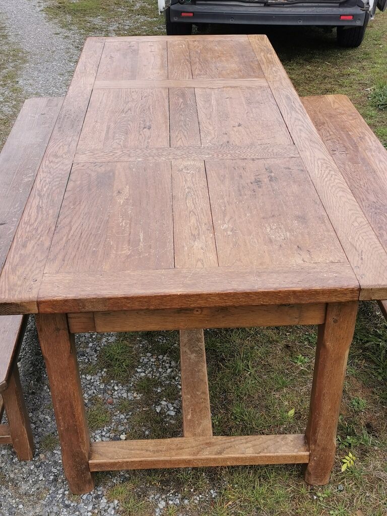Farm table and benches, 70s