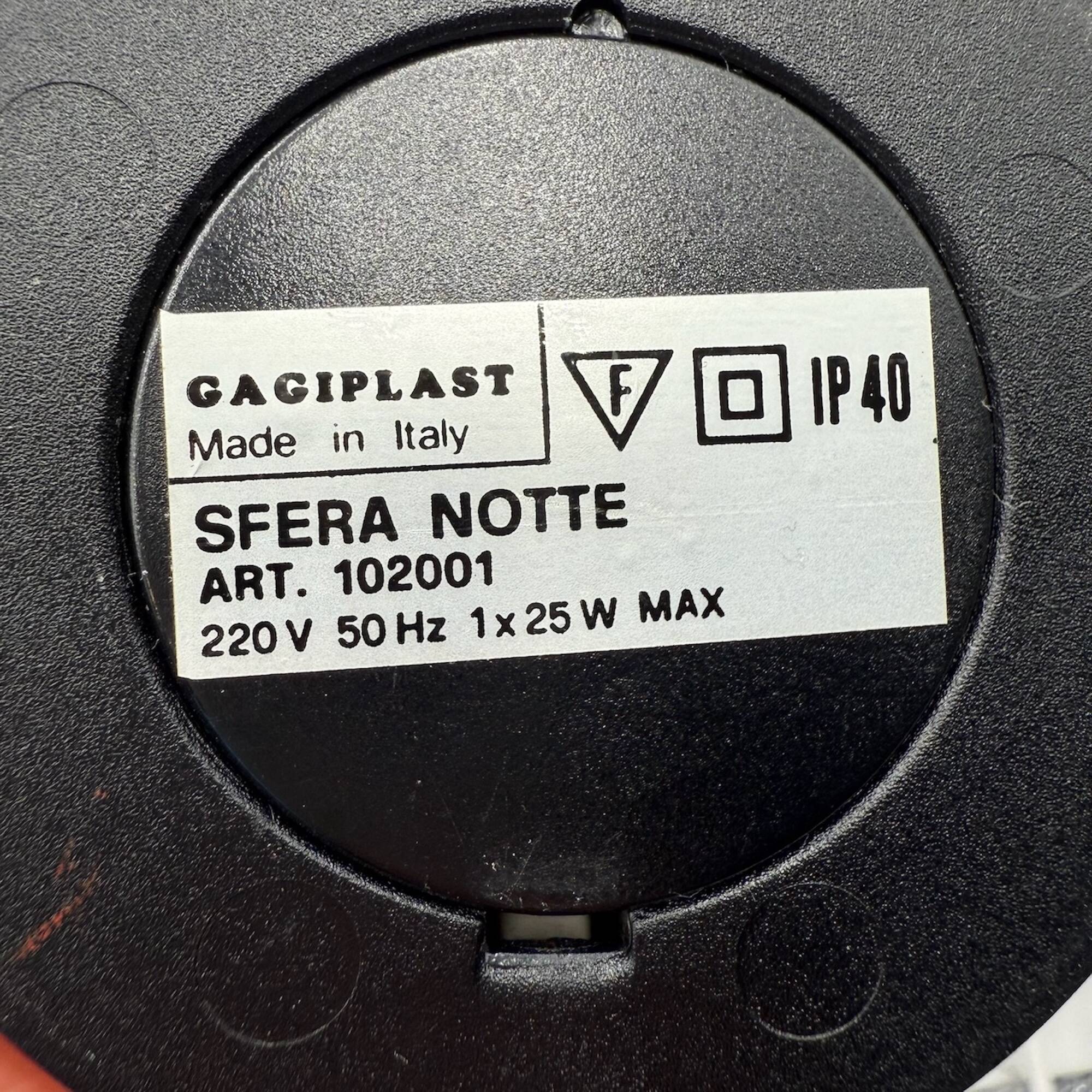 Lampe Space Age « Sfera Notte » Gagiplast, rouge vif, années 1970