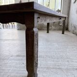 XL farmhouse table in solid oak, brutalist style, 20th century.