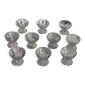 Lot de 10 petites coupes à glace en verre vintage