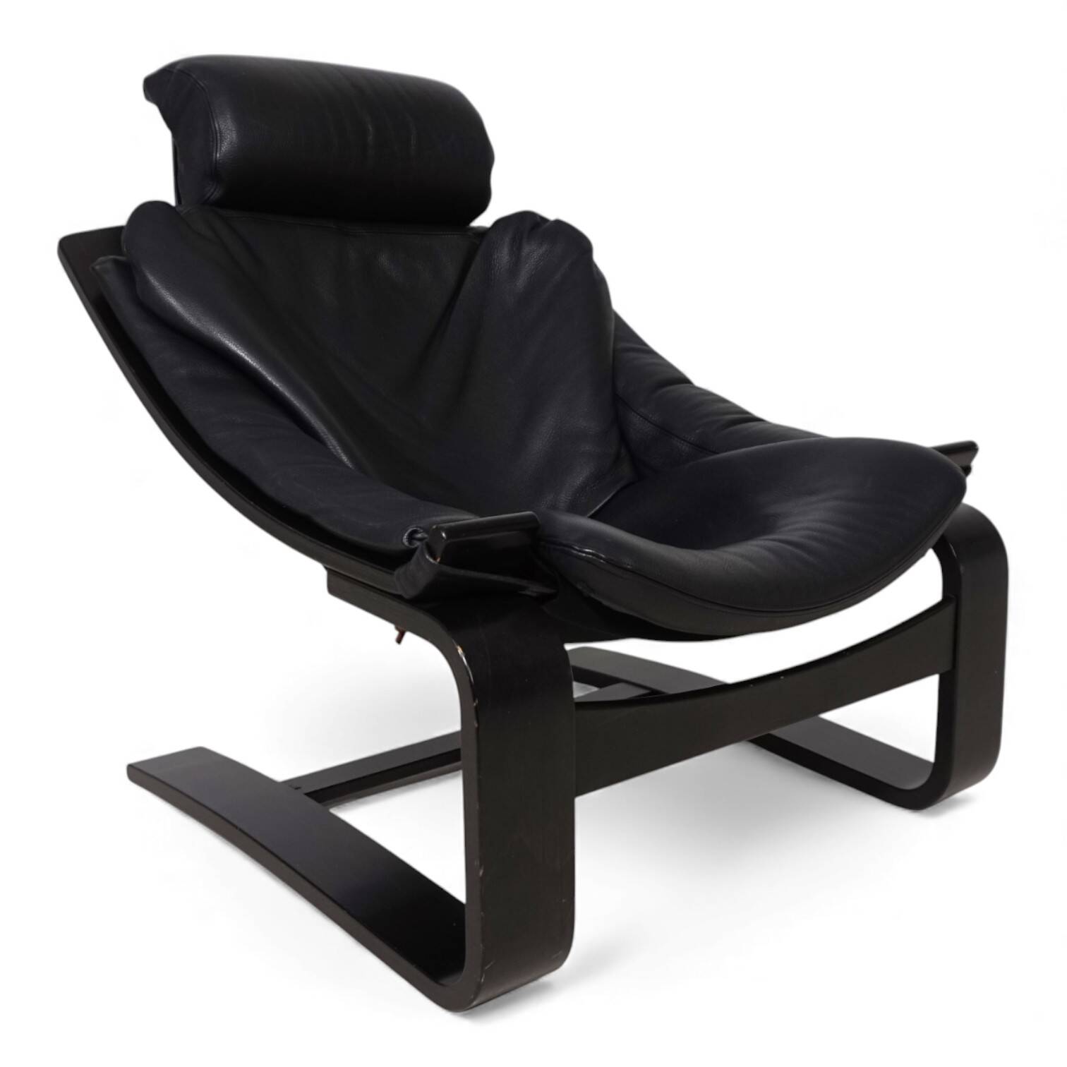 Nelo Kroken leather lounge chair by Åke Fribytter, 1970