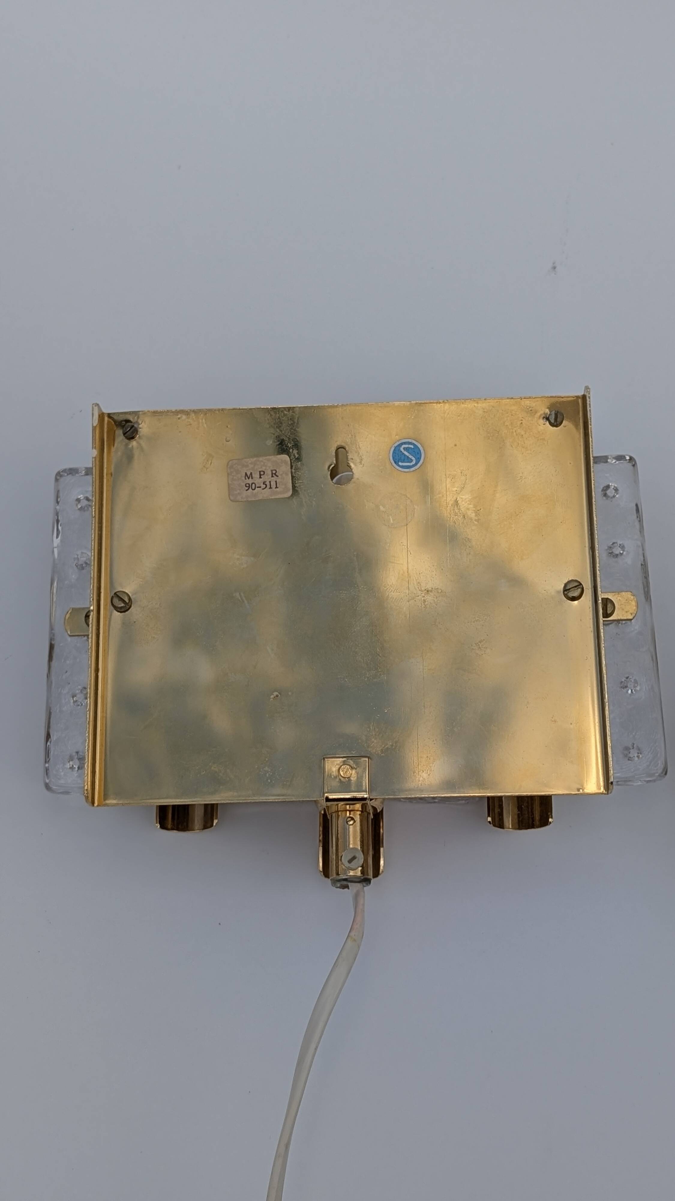 Pair of Hans-Agne Jakobsson wall lights in brass and pressed glass