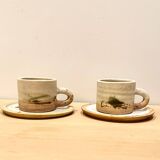 2 tasses en grès poterie de la colombe