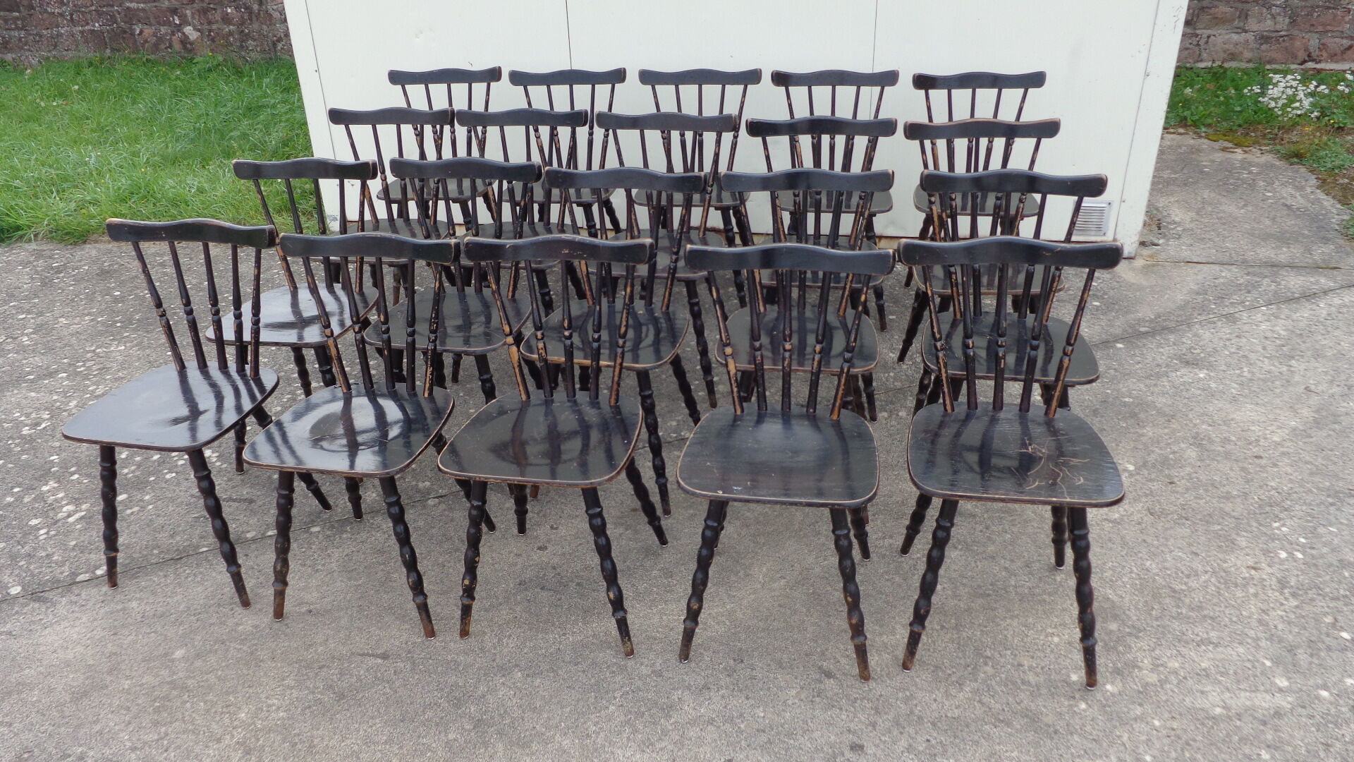 Set of 20 black bistro chairs