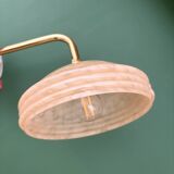 Vintage angled wall lamp with pale yellow Clichy glass shade