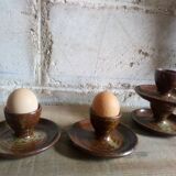 Four pyrite stoneware shells