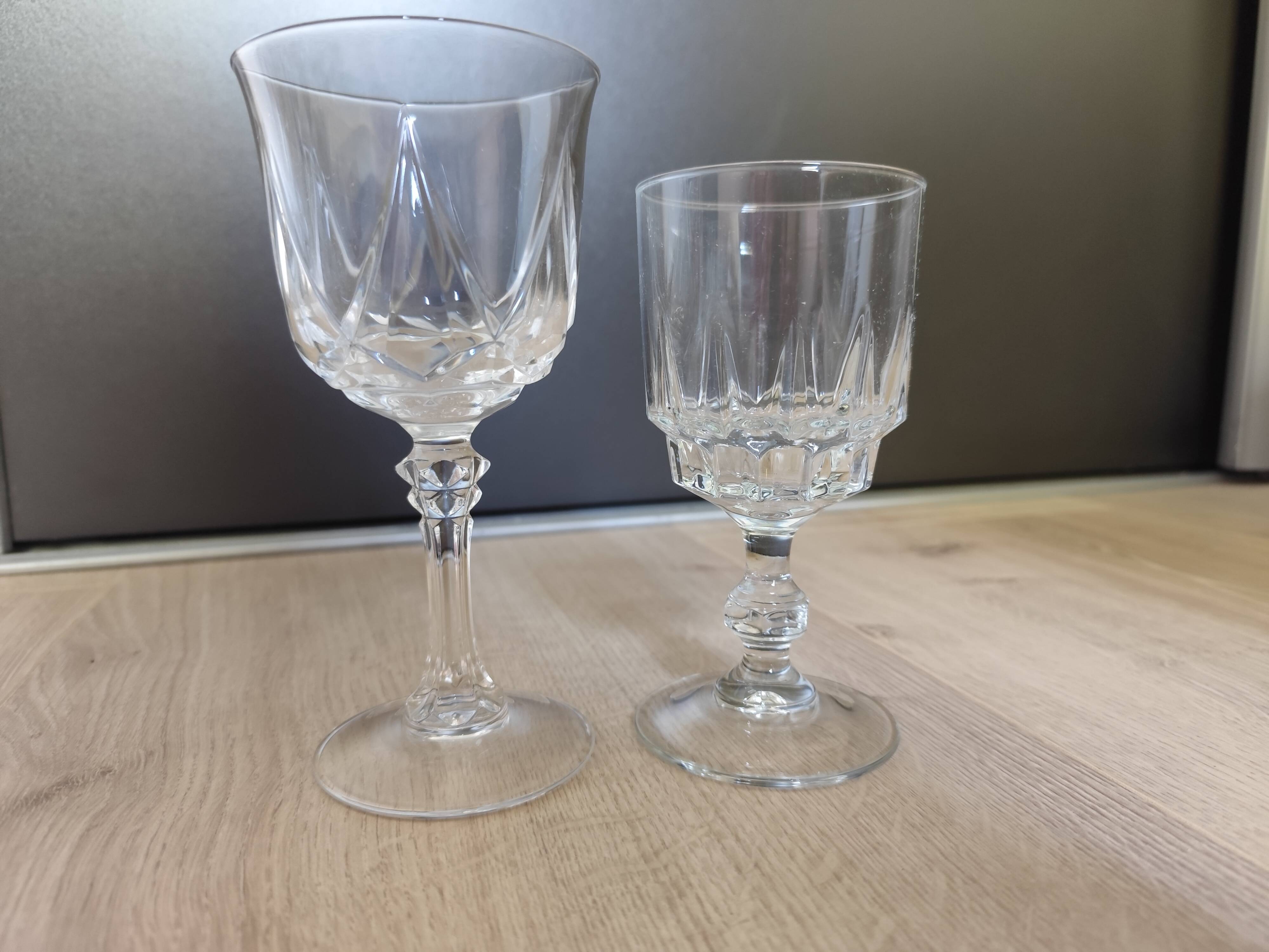 Set of 6 large stemmed glasses + 8 small Cristal d'Arques Water & Wine 1970
