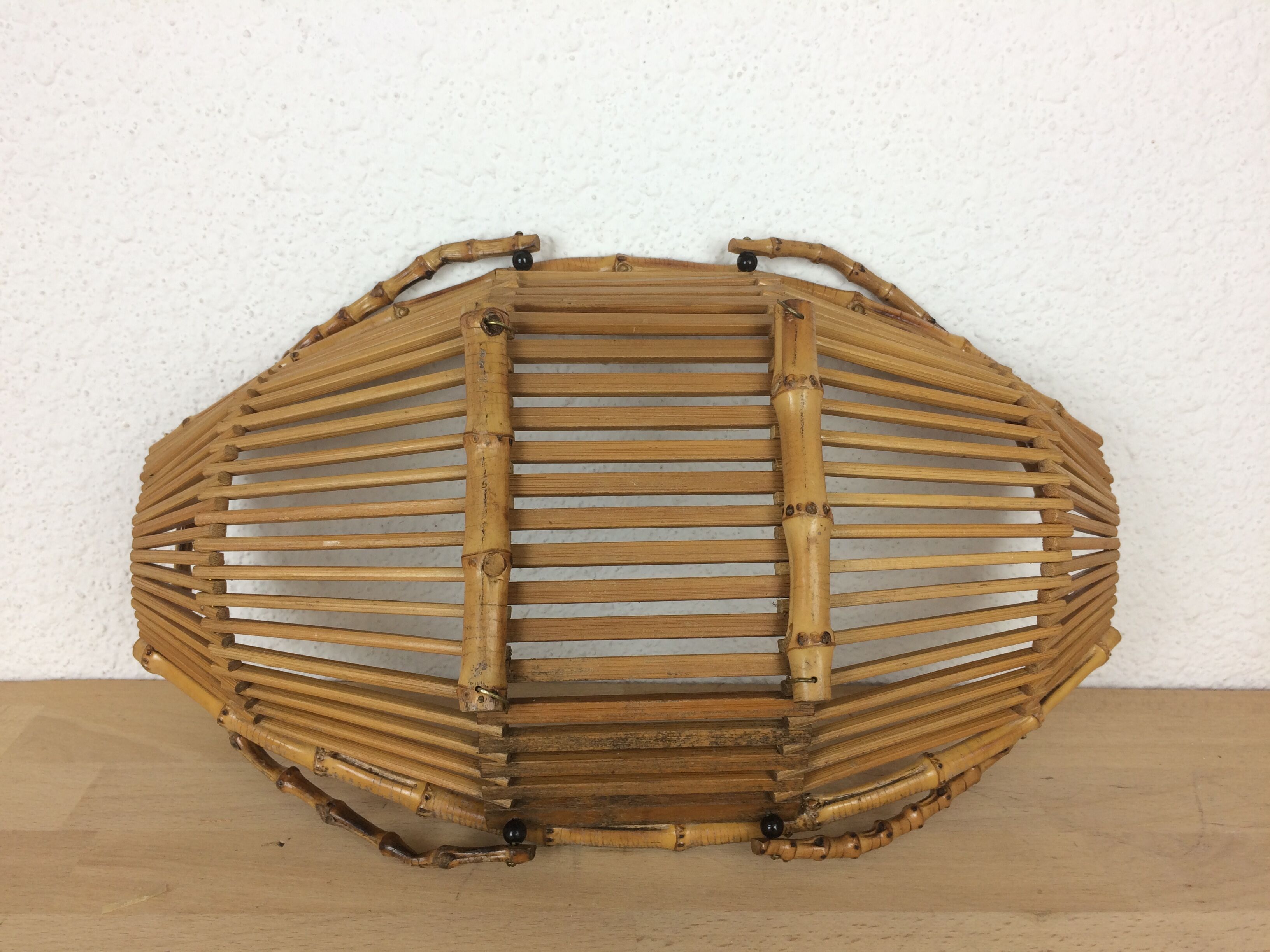 Vintage wicker and rattan fruit basket