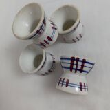 Diabolo egg cups Sarreguemines Poitou set of 5