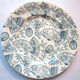 Art nouveau plate by longwy, grey-blue model: eventails