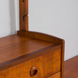 Teak 2-Bay Ergo Modular Wall Unit with double chest of drawers, a cabinet & 2 shelves by John Texmon