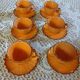 6 tasses à café et soucoupes style barbotine