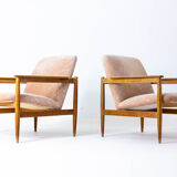 Ensemble de deux fauteuils danois en tissu rose