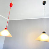 Ceiling lamps in opal glass Italian 1970s