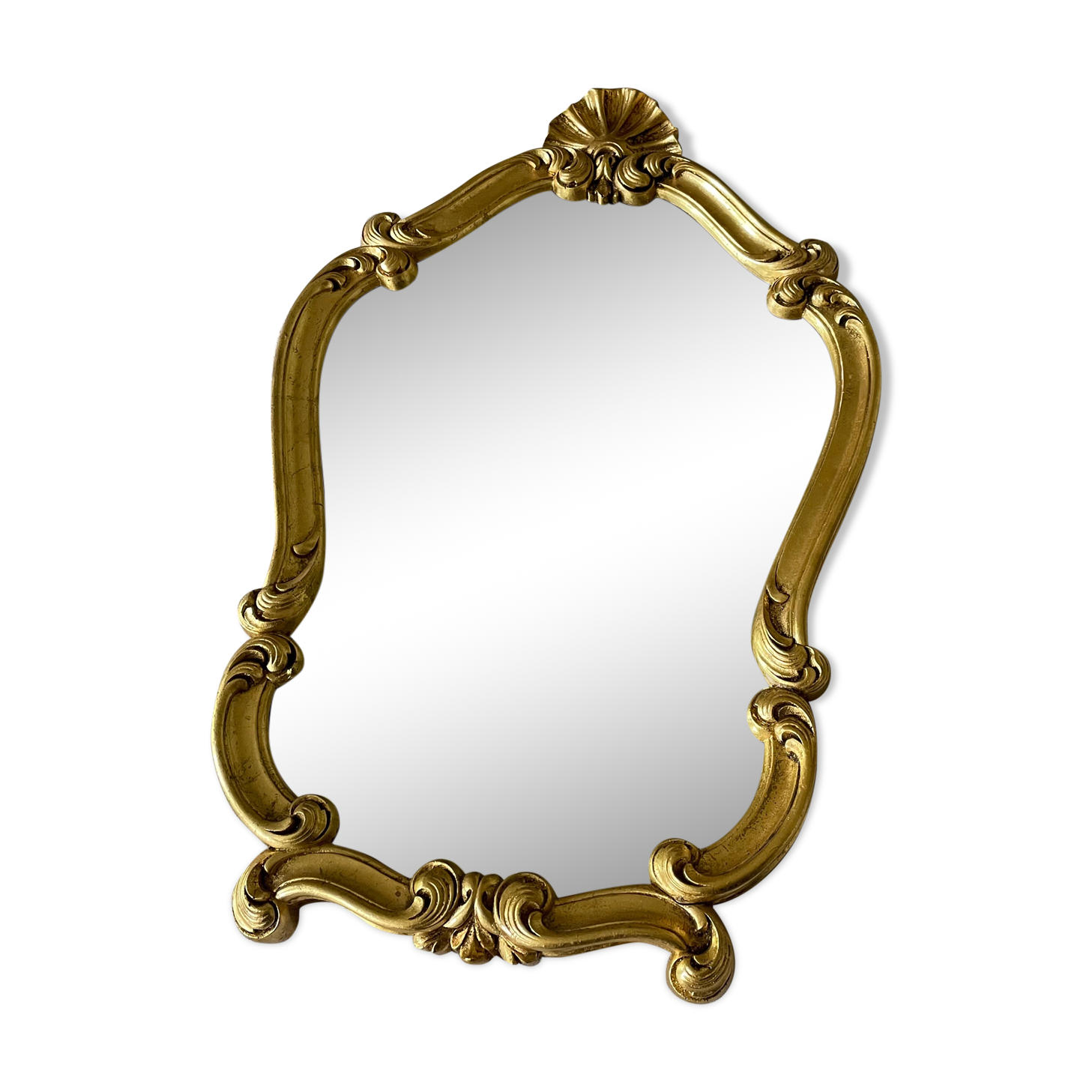 Golden resin rock mirror  42x68cm