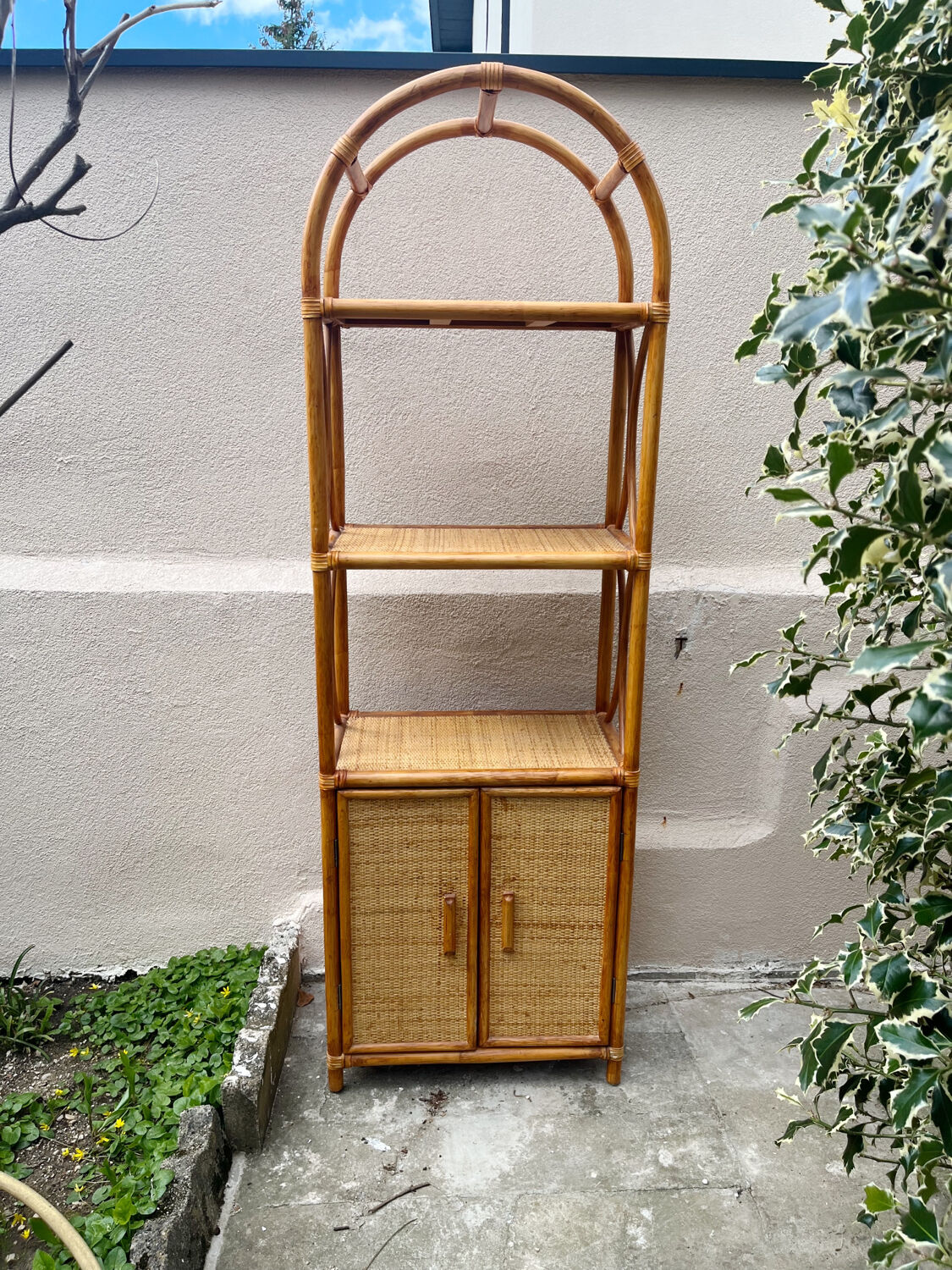 Rattan bookcase
