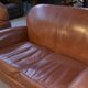 Camel 1980s 2-seater sofa and 2 club armchairs set in faux leather