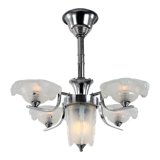 Lustre art déco en chrome et verre opalescent