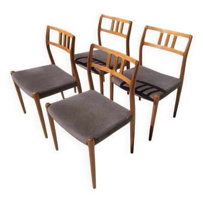 Suite de 4 chaises Niels Otto Møller modèle 79 en teck – J.L. Møllers