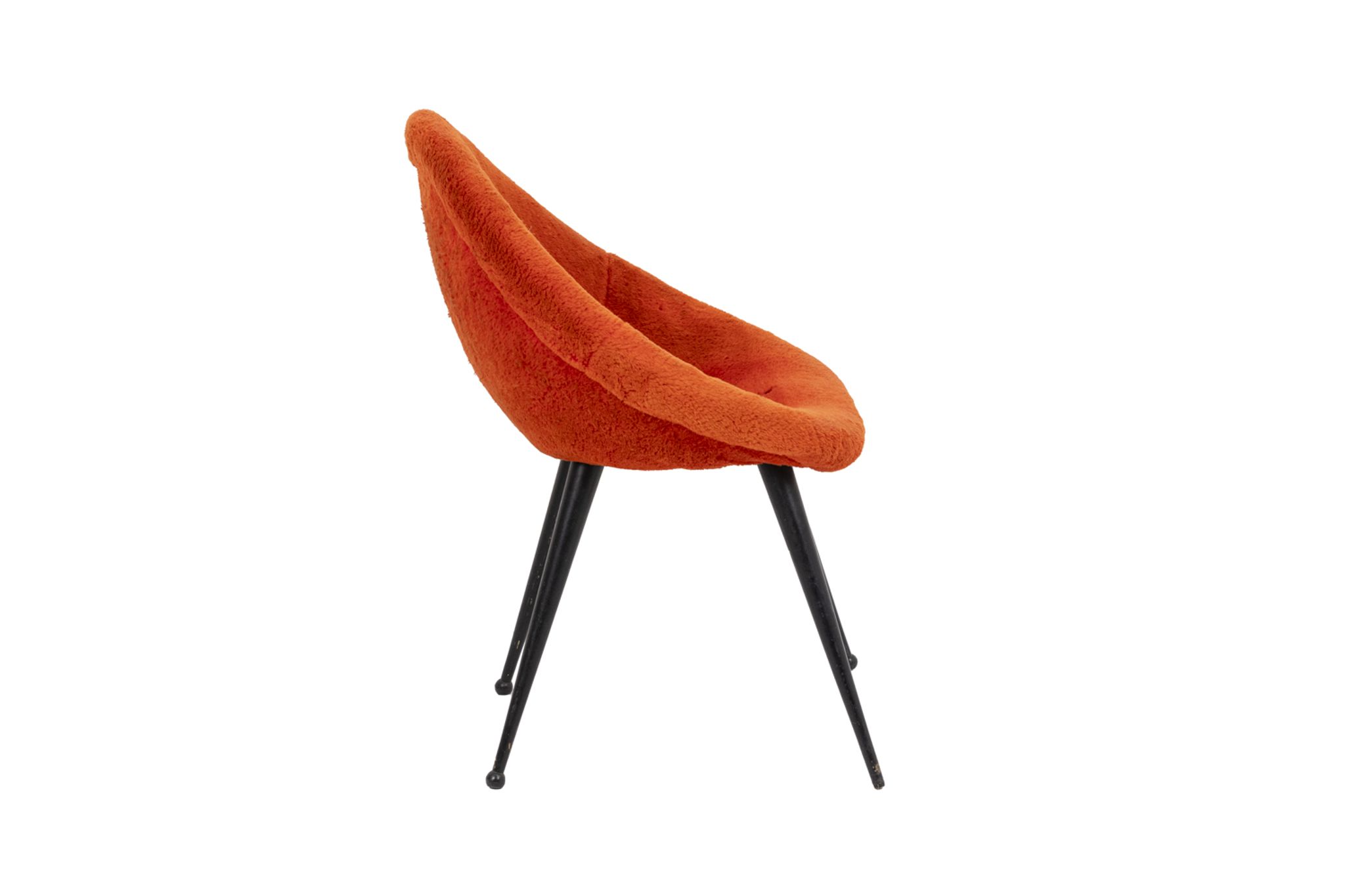 Fauteuil en forme d’œuf en métal laqué noir, années 1950