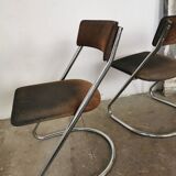 Pair of 1970 cantilever chairs, chrome